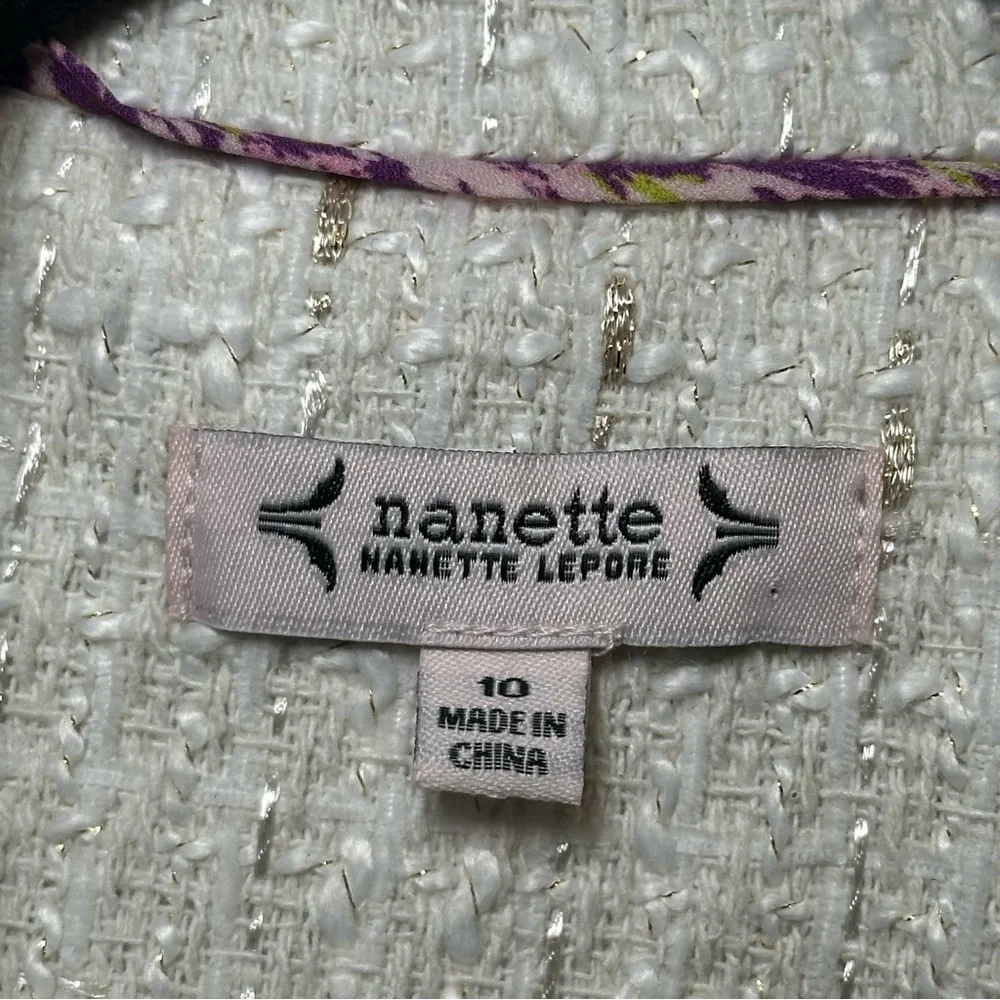 Nanette Lepore Cream Textured Tweed Statement Blazer | Coquette Coastal Grandma - Picture 9 of 16